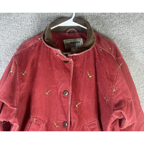 Vintage LL Bean Jacket Womens 2XL Red Corduroy Hunting Field Barn Chore Coat - Picture 5 of 12